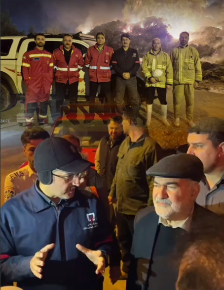 بازدید استاندار خوزستان و فرماندار دزفول از محل آتش‌سوزی انبار شرکت جلگه دز