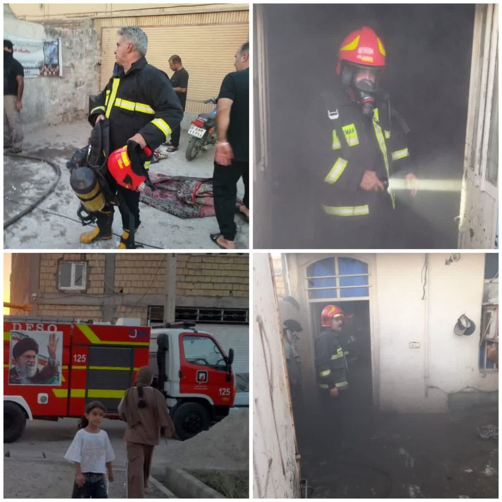 مهار حریق منزل مسکونی توسط آتش نشانان